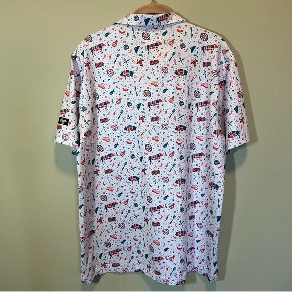 Waggle Men’s 4th of July BBQ Patriotic Polo Shirt Large NWT - Picture 7 of 9